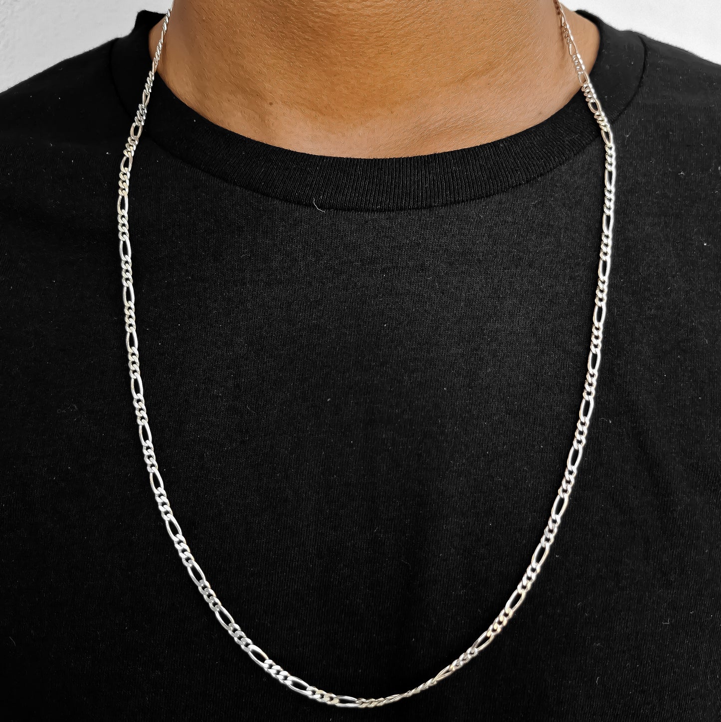 Cadena Figaro Lisa 3mm Plata Ley 925