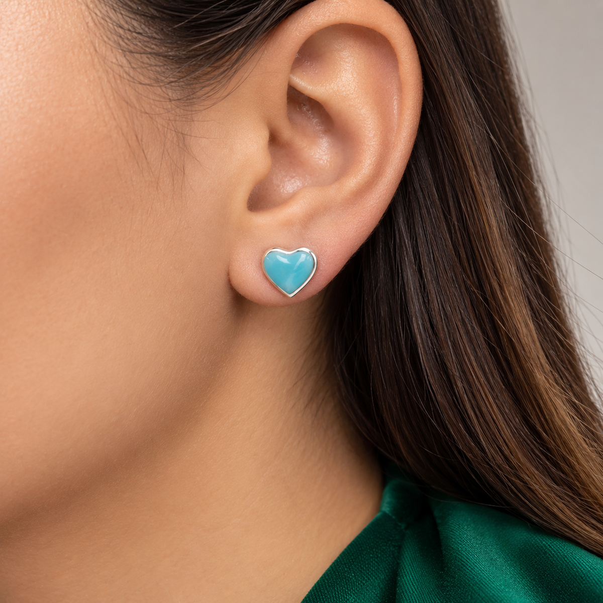 Arete Corazon Azulito Plata Ley 925