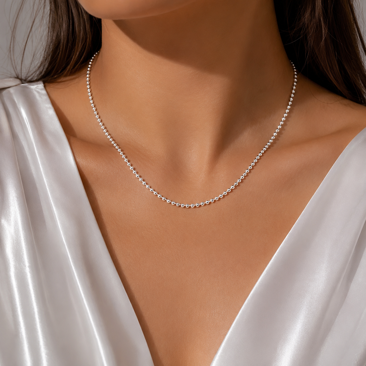 Cadena Bolitas 2mm Plata Ley 925