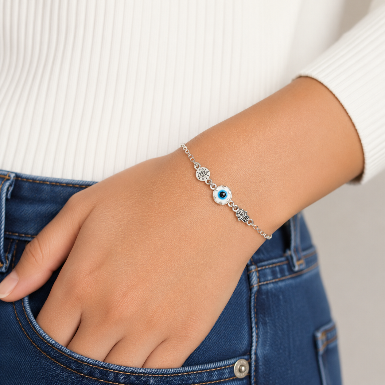 Pulsera Ojo Plata Ley 925