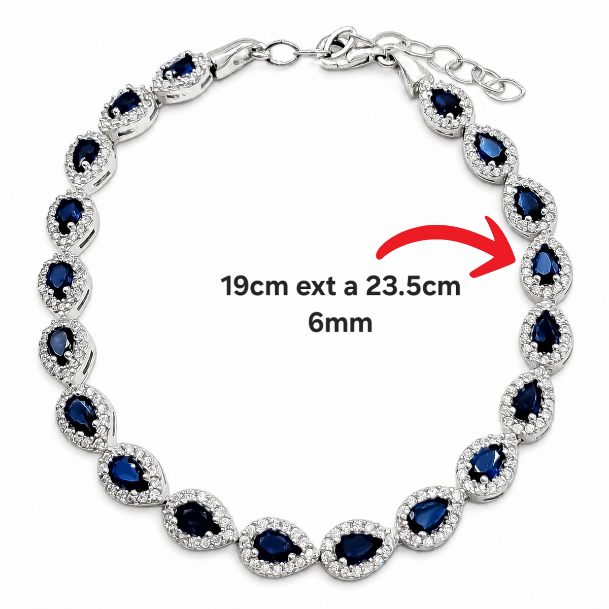 Pulsera Gotas Azules Plata Ley 925