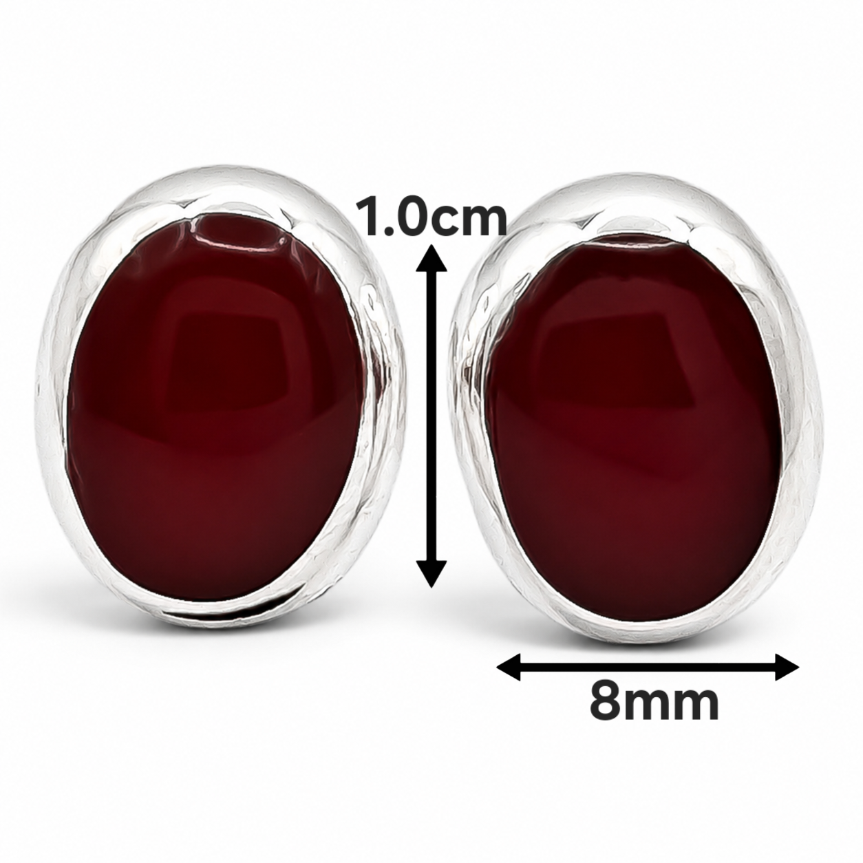 Arete Ovalo Rojo Plata Ley 925
