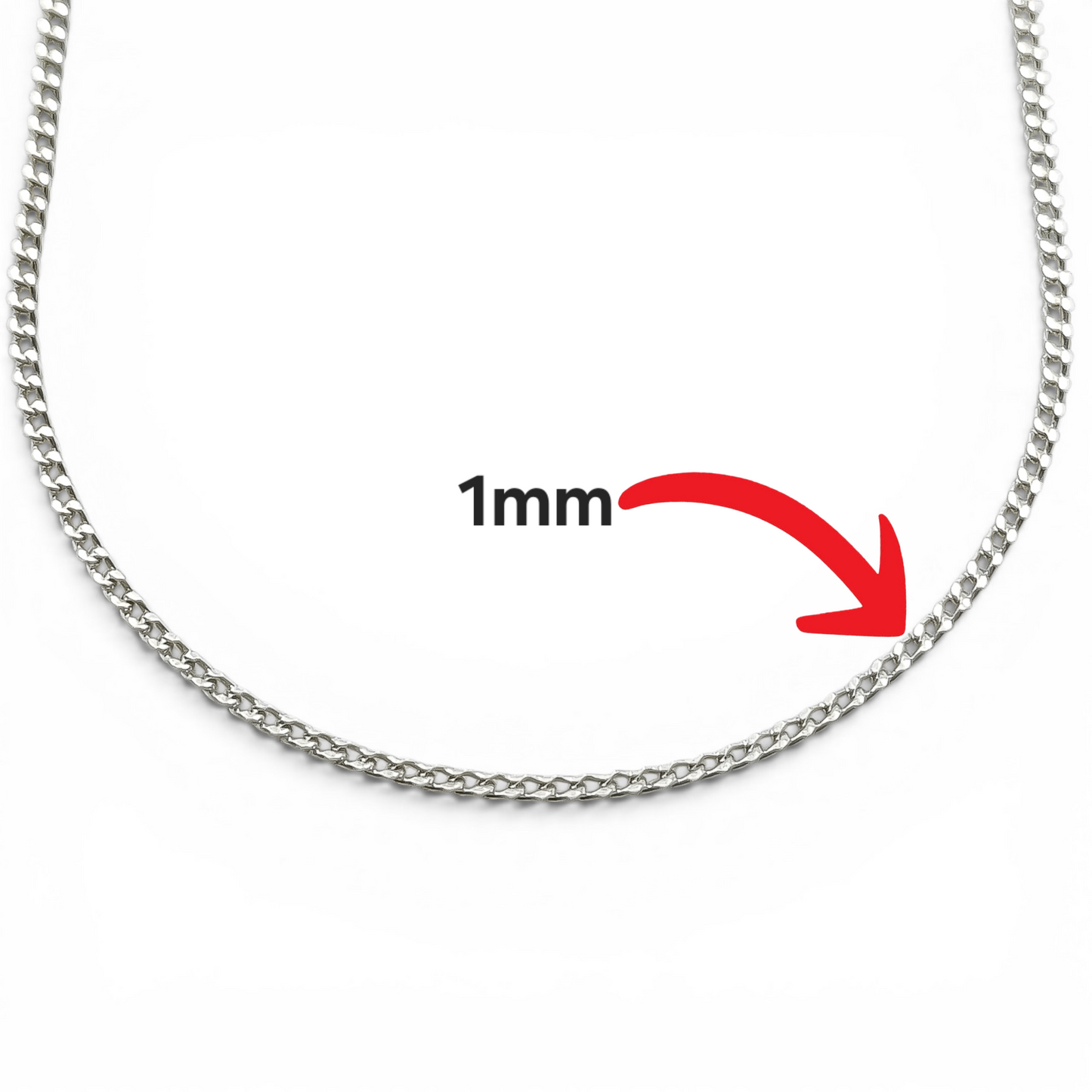 Cadena Cubana Lisa 1mm Plata Ley 925