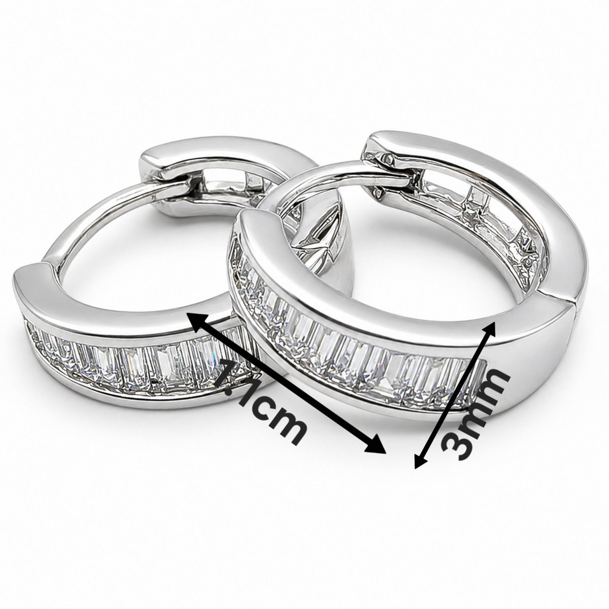 Hugguies Zirconia Blanca Plata Ley 925
