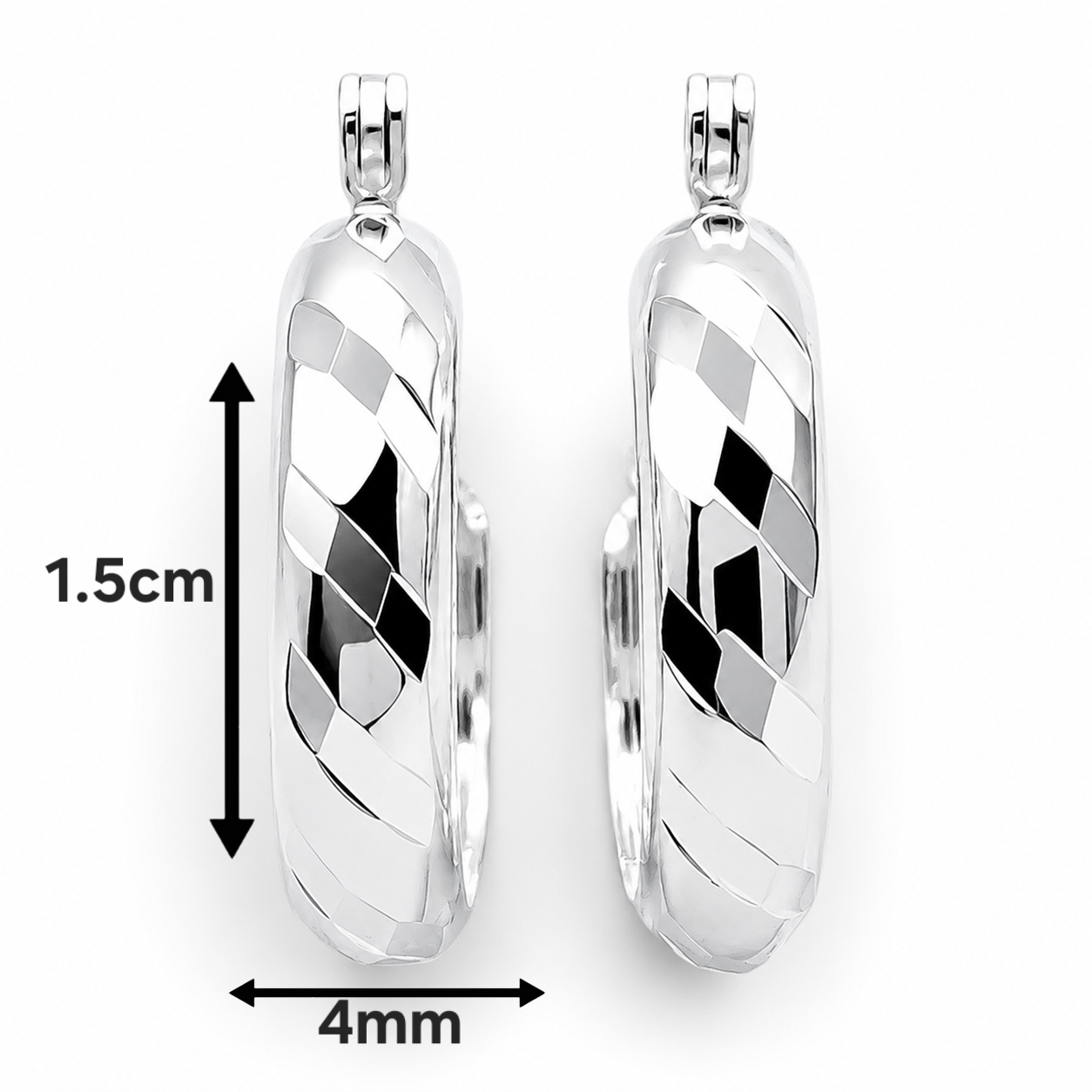 Arracada Linea Diamantada Plata Ley 925