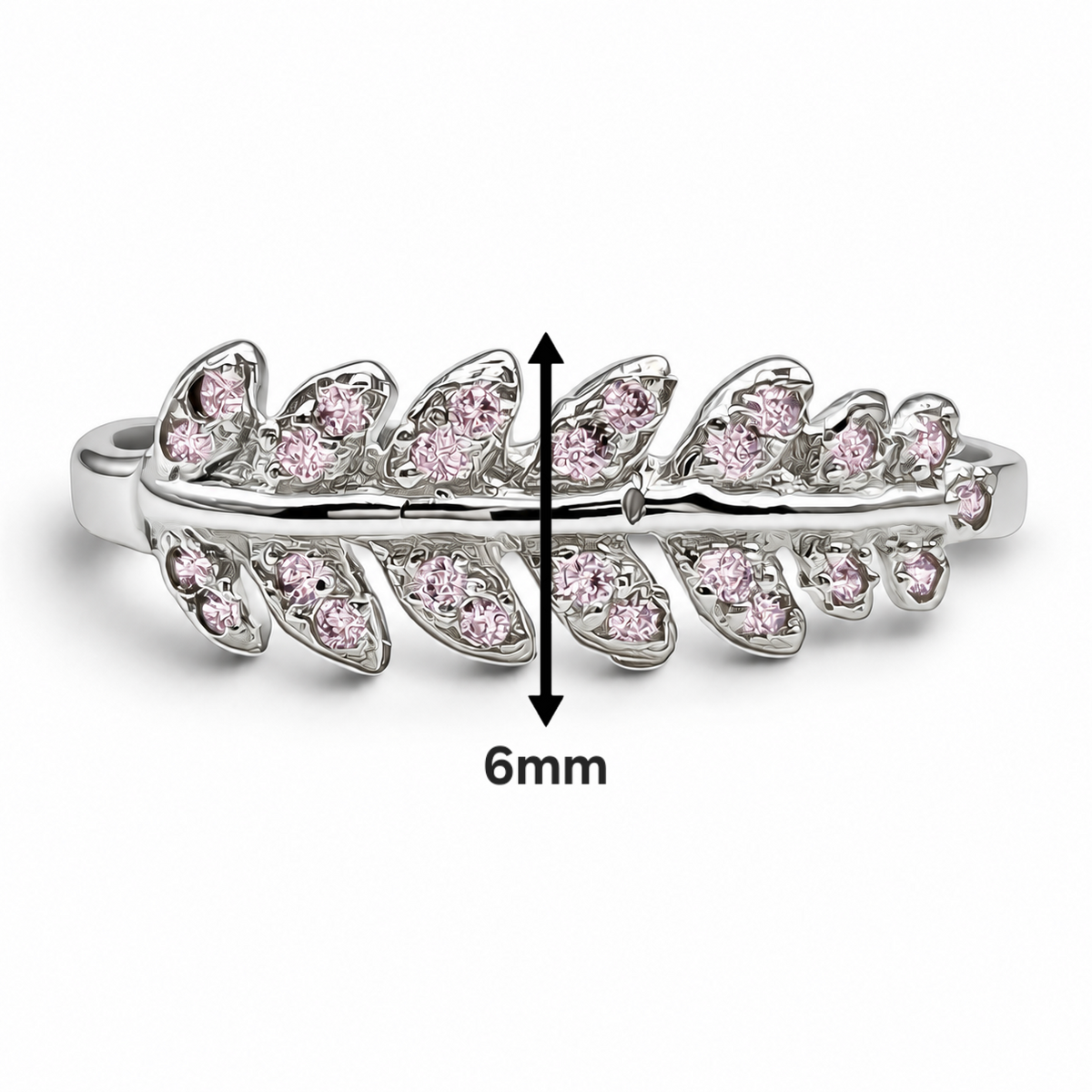 Anillo Hojitas Rosa Plata Ley 925