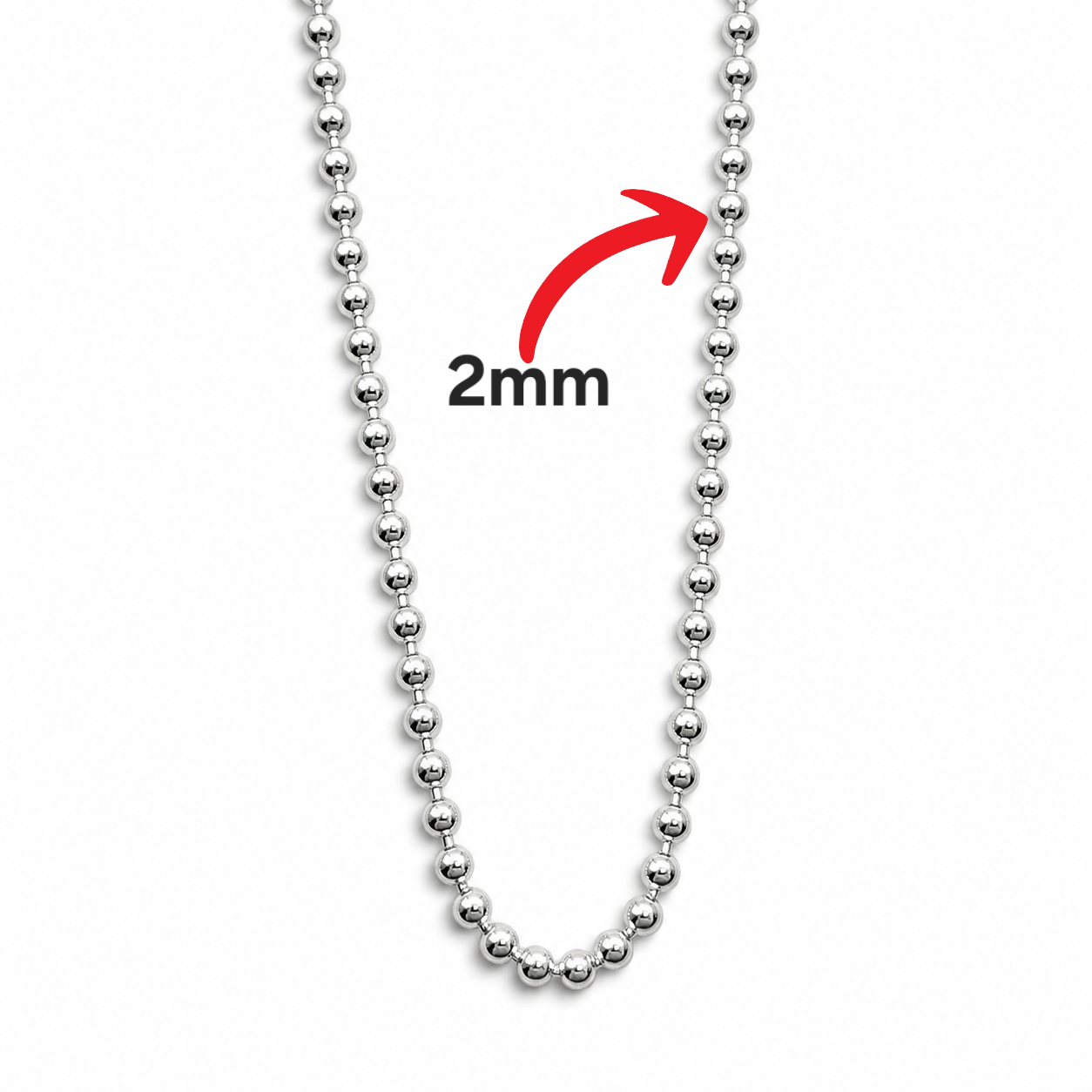 Cadena Bolitas 2mm Plata Ley 925