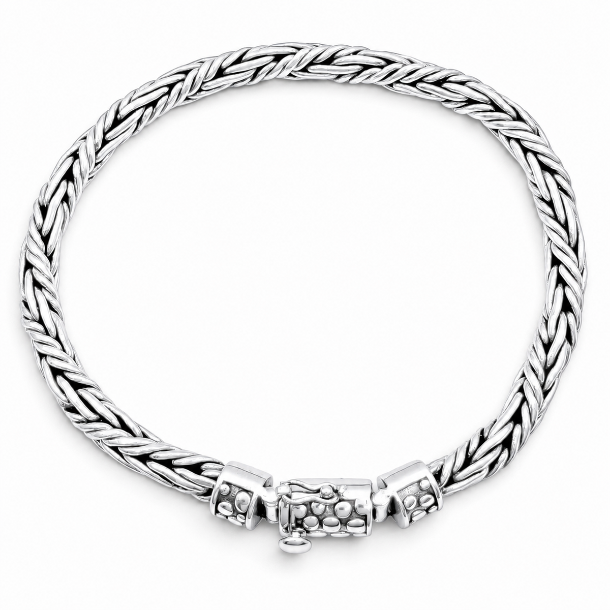 Pulso Tejido Grueso 6mm Plata Ley 925