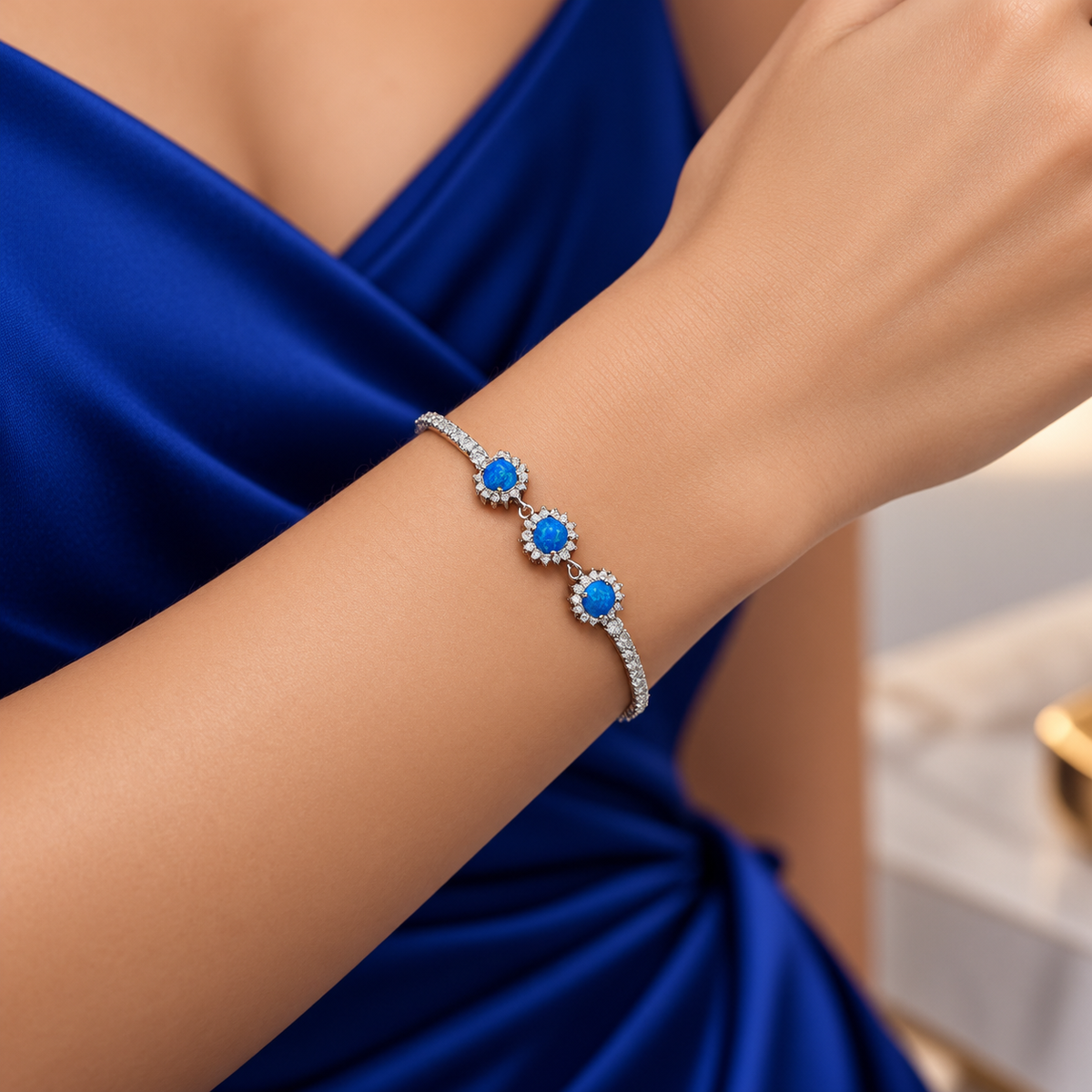 Pulsera Opalo Zirconia Plata Ley 925