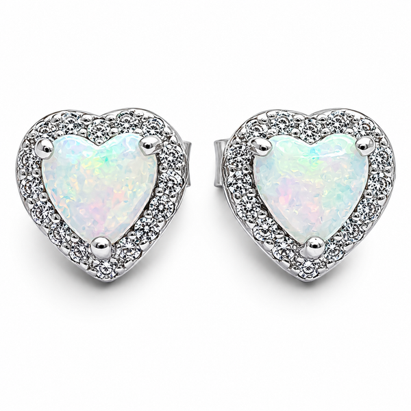 Arete Corazon Opalito Plata Ley 925