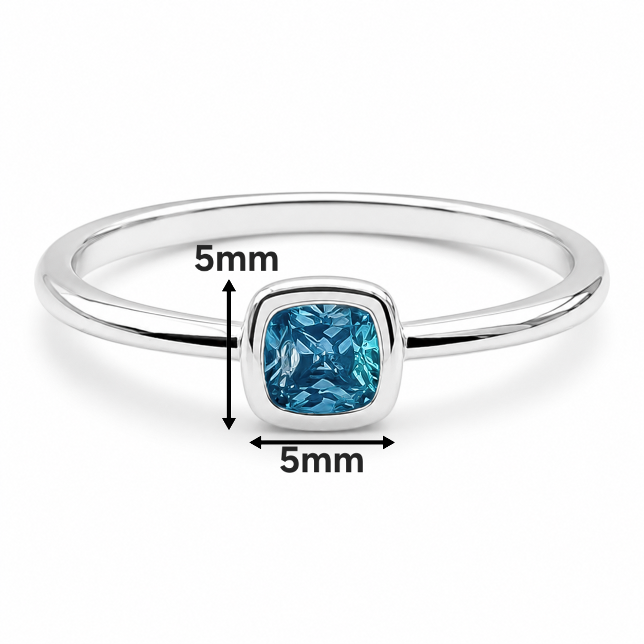 Anillo Zirconia Azul Plata Ley 925