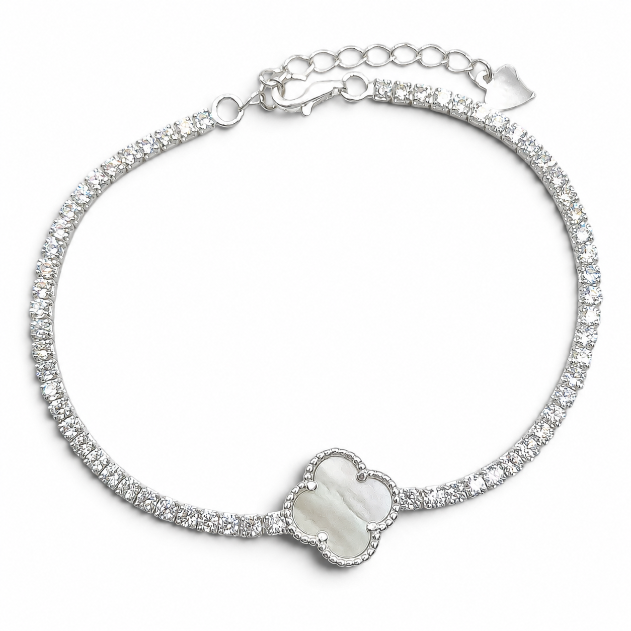 Pulsera Van Blanca 1 Trebol Plata Ley 925