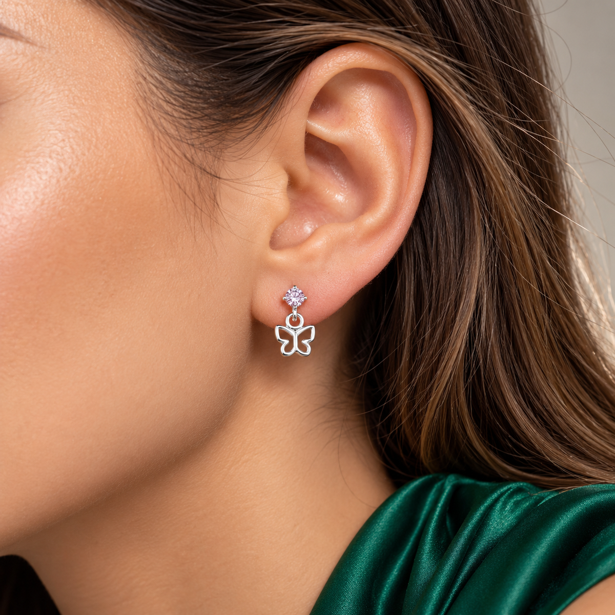 Broquel Mariposa Rosa Plata Ley 925
