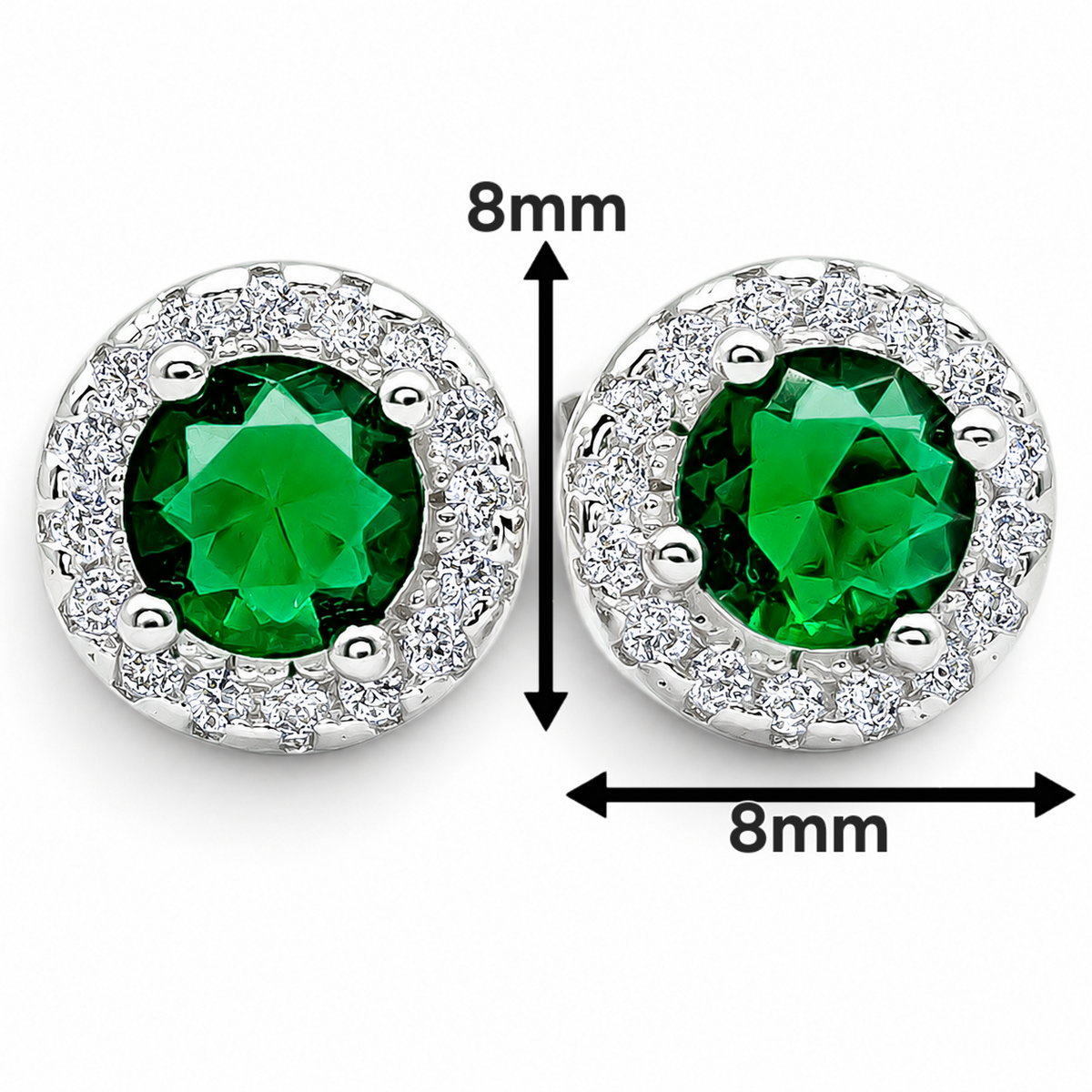 Arete Zirconia Verde Plata Ley 925