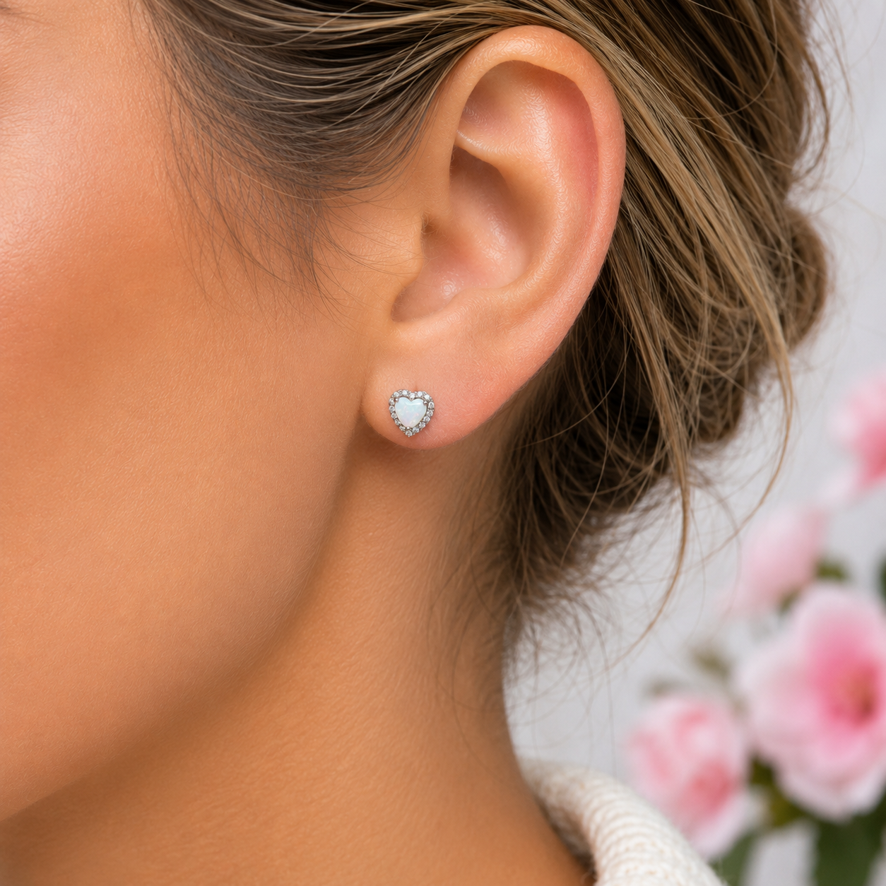 Arete Corazon Opalito Plata Ley 925