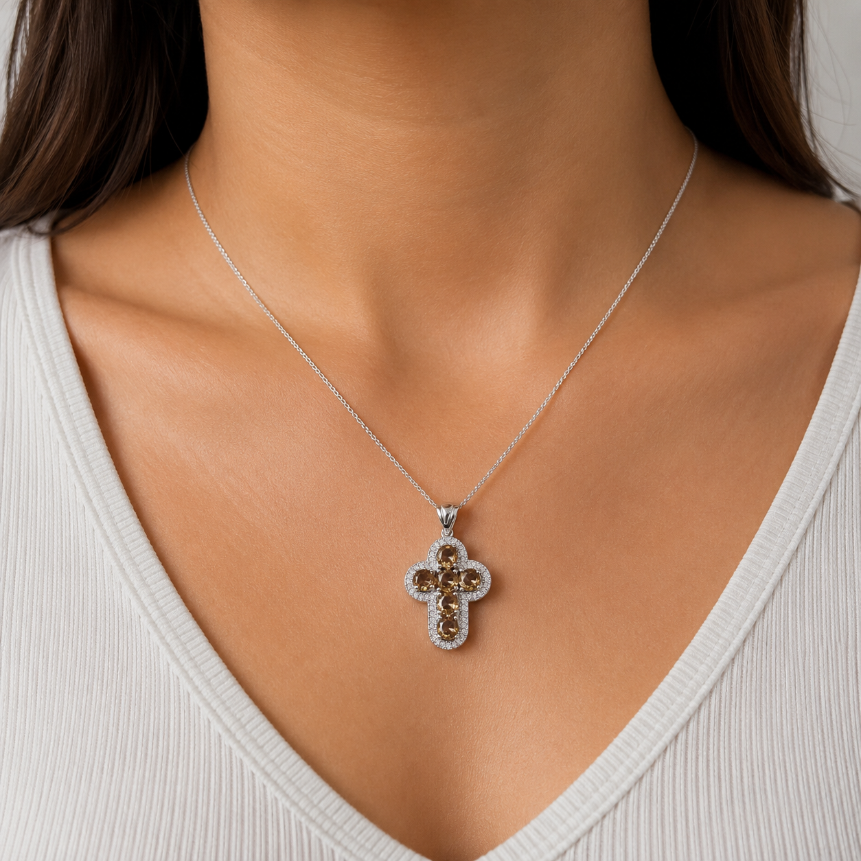 Dije Cruz Zultanita Zirconia Plata Ley 925