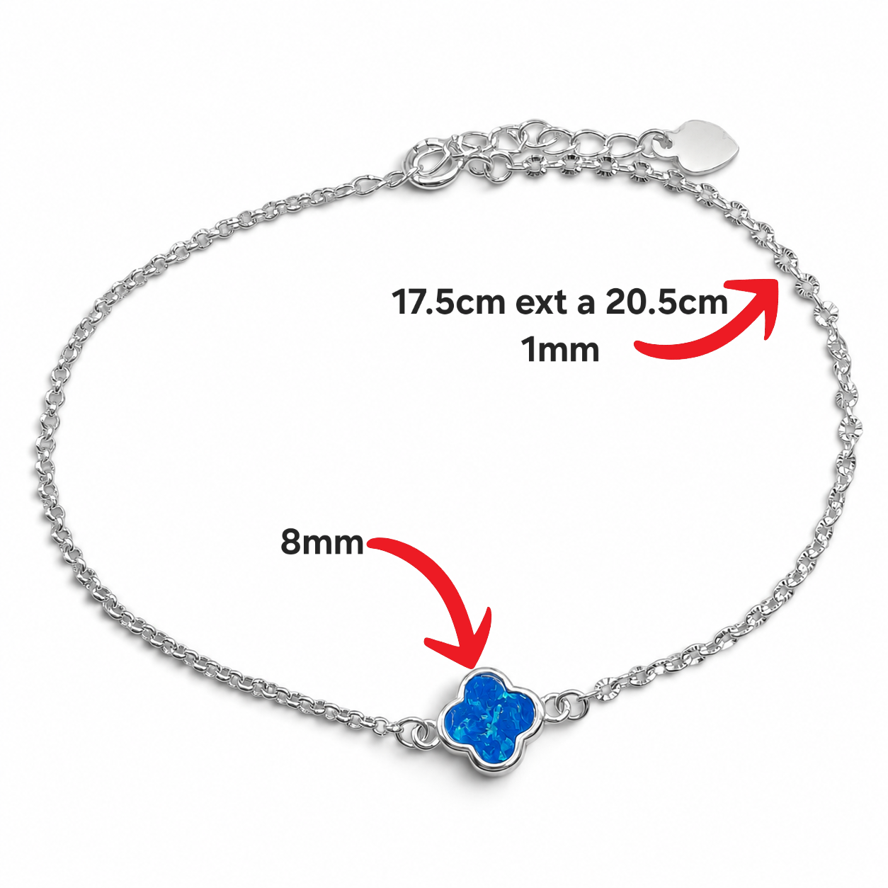 Pulsera Van Azul 1 Trebol Opalo Plata Ley 925