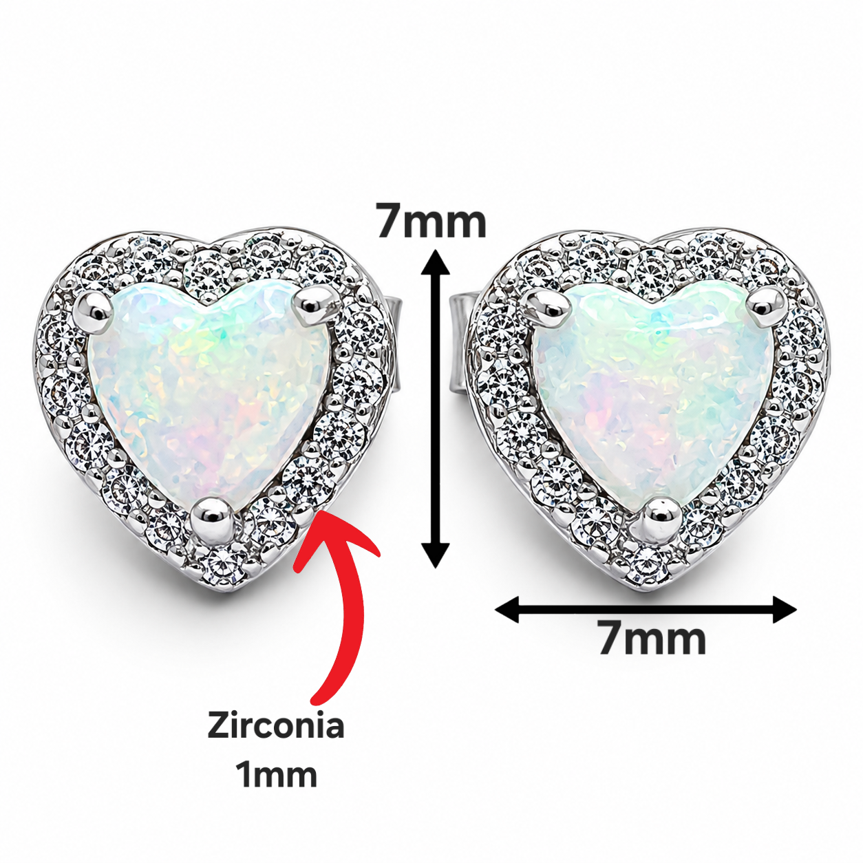Arete Corazon Opalito Plata Ley 925