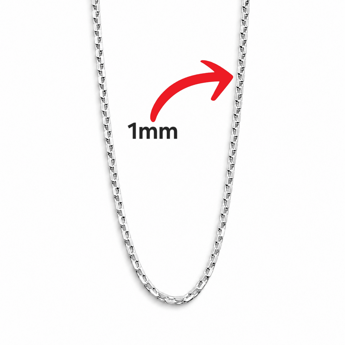 Cadena Ligera 1mm Plata Ley 925