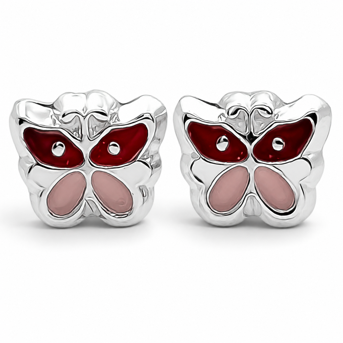 Broquel Mariposita Roja Plata Ley 925