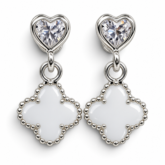 Broquel Trebol Blanco Plata Ley 925