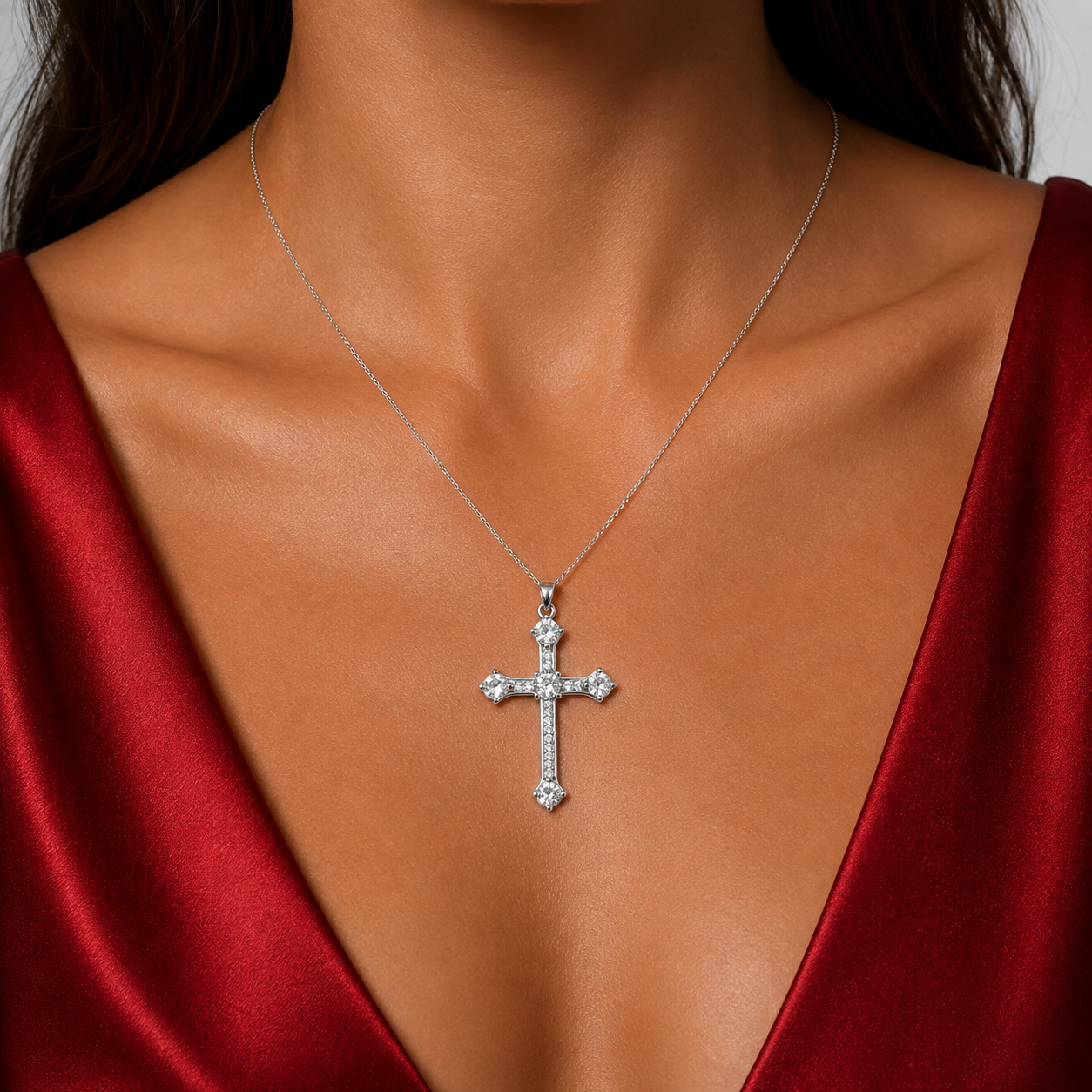 Dije Cruz Zirconias Plata Ley 925