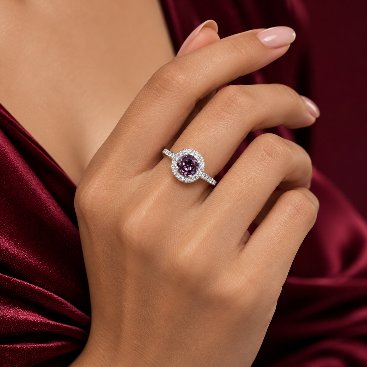 Anillo Morado Plata Ley 925