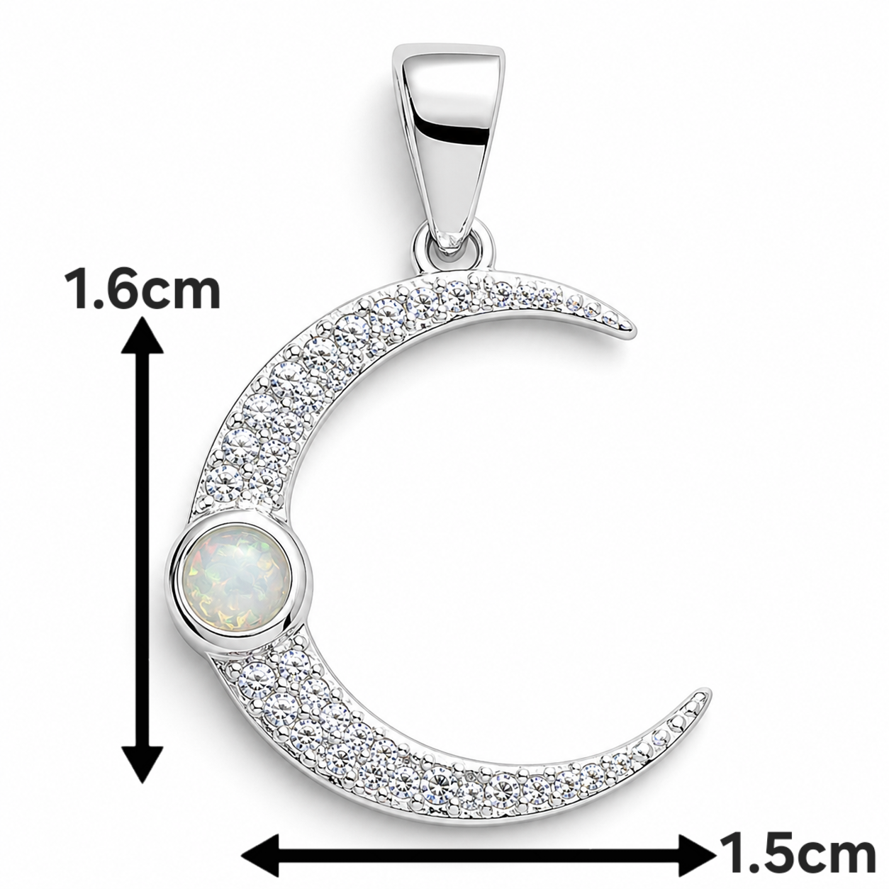 Dije Luna Opalo Blanco Plata Ley 925