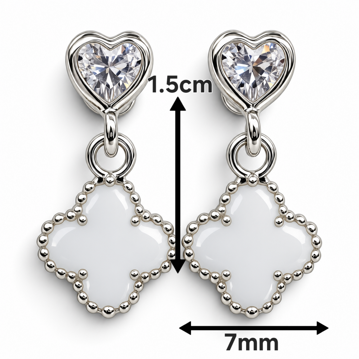 Broquel Trebol Blanco Plata Ley 925
