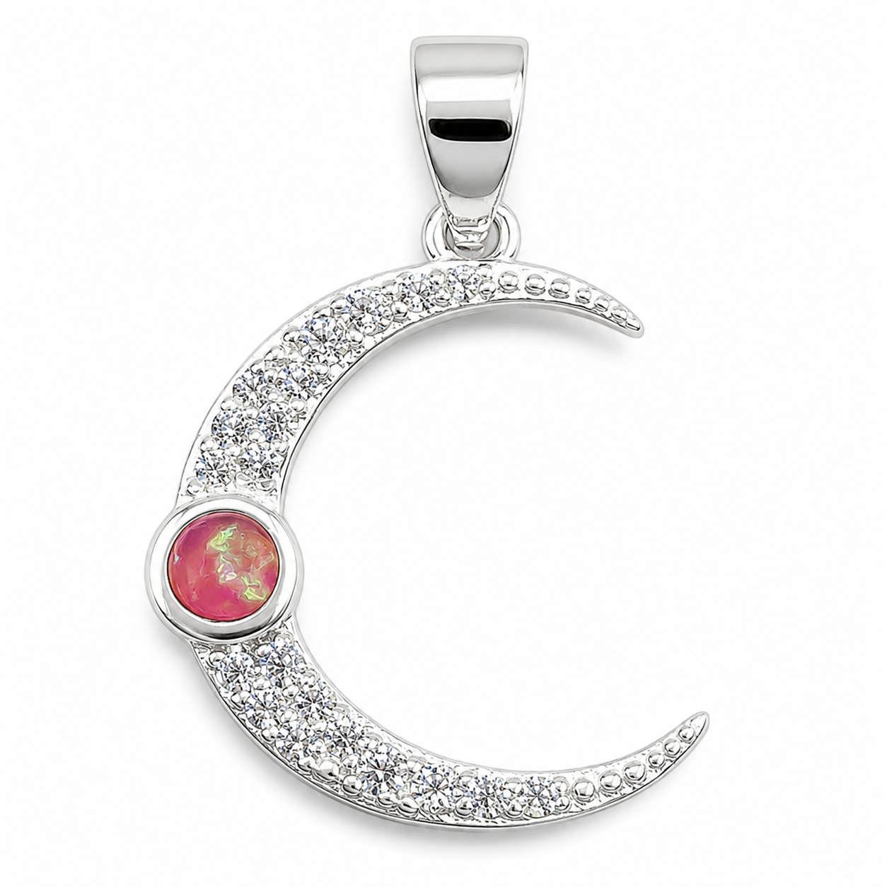 Dije Luna Opalo Rosa Plata Ley 925