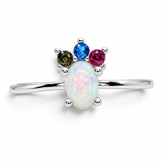 Anillo Opalo Blanco Plata Ley 925