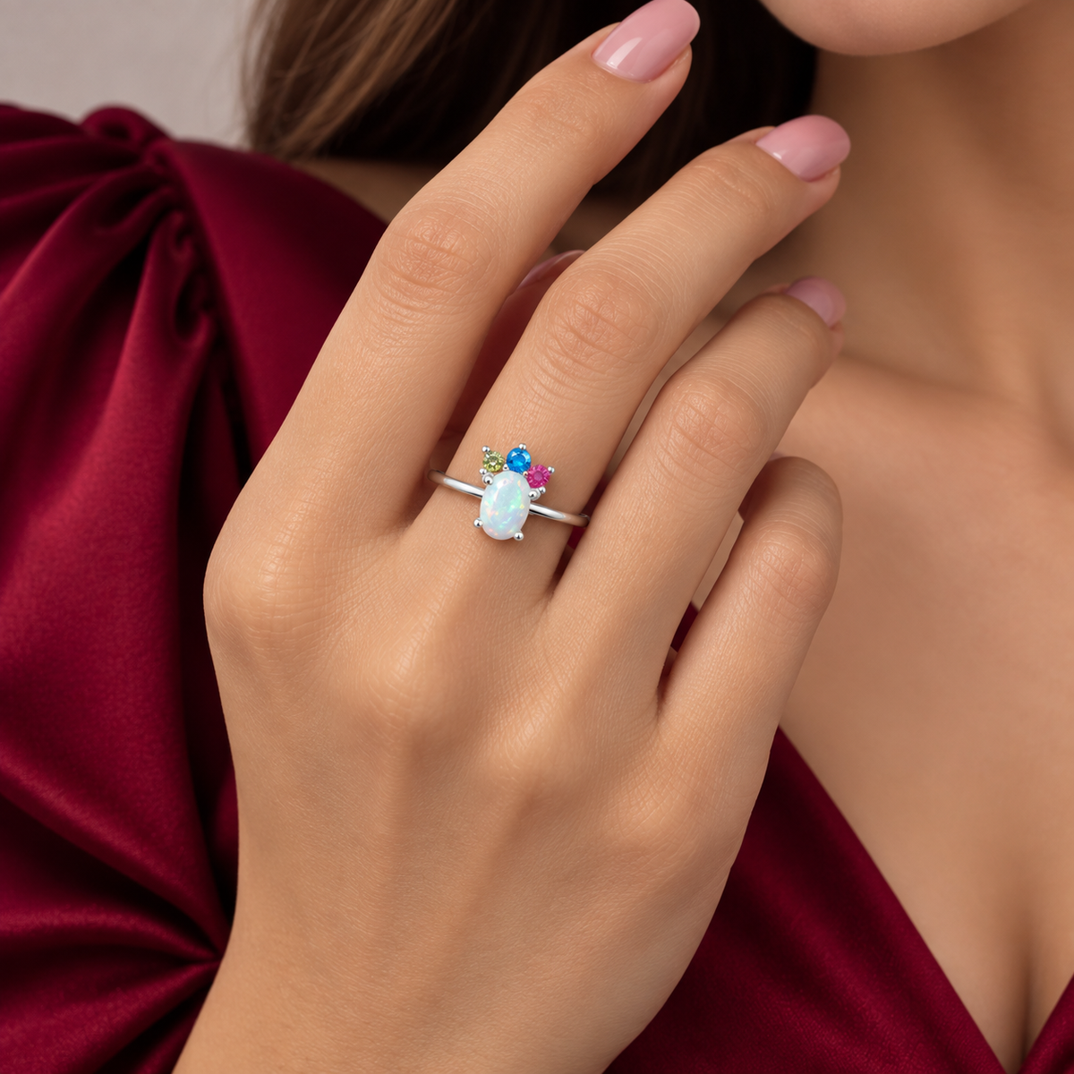 Anillo Opalo Blanco Plata Ley 925
