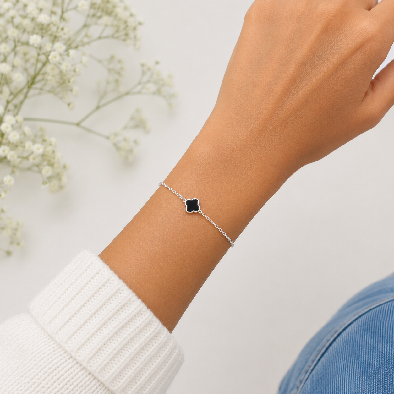 Pulsera Van 1 Trebol Plata Ley 925