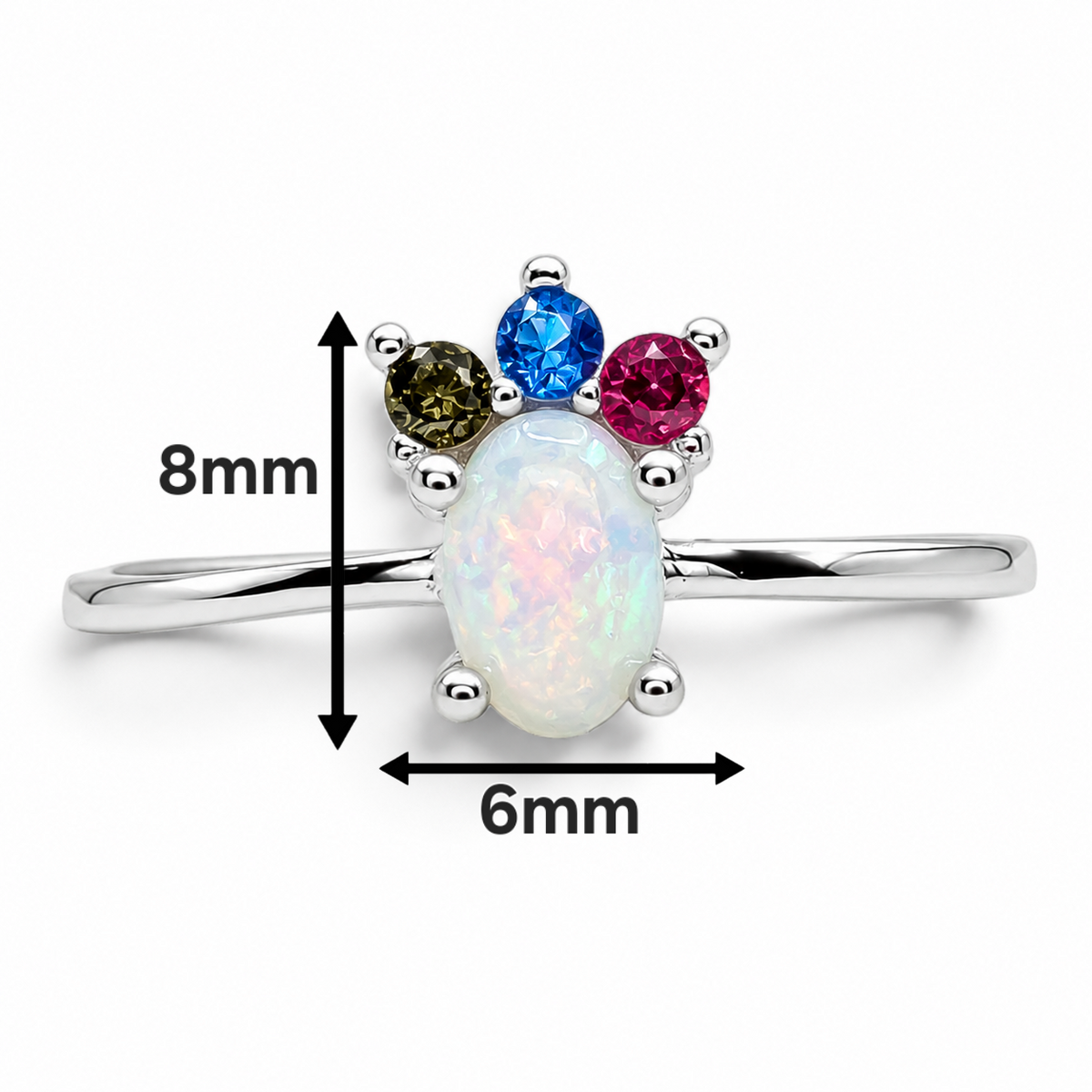 Anillo Opalo Blanco Plata Ley 925