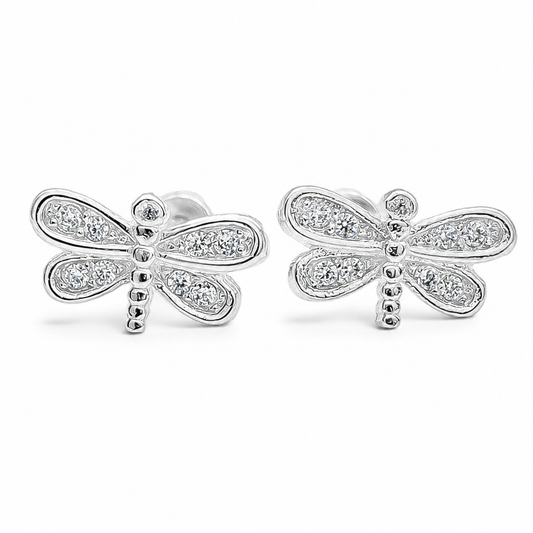 Broquel Libelula Zirconia Plata Ley 925