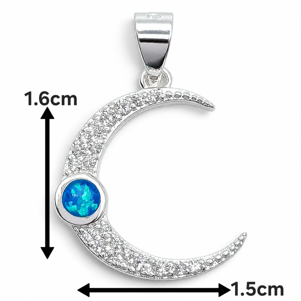 Dije Luna Opalo Azul Plata Ley 925