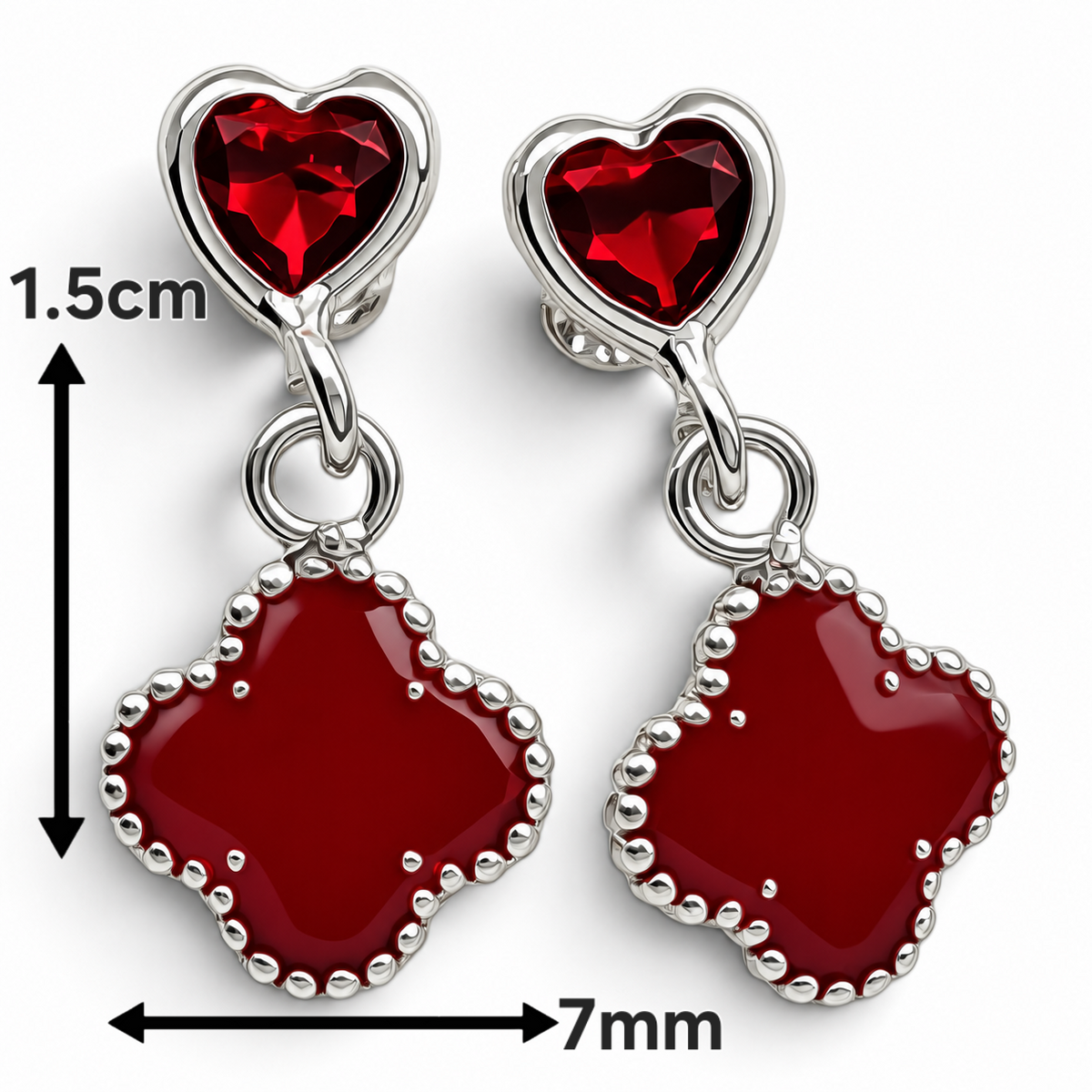 Broquel Trebol Rojo Plata Ley 925