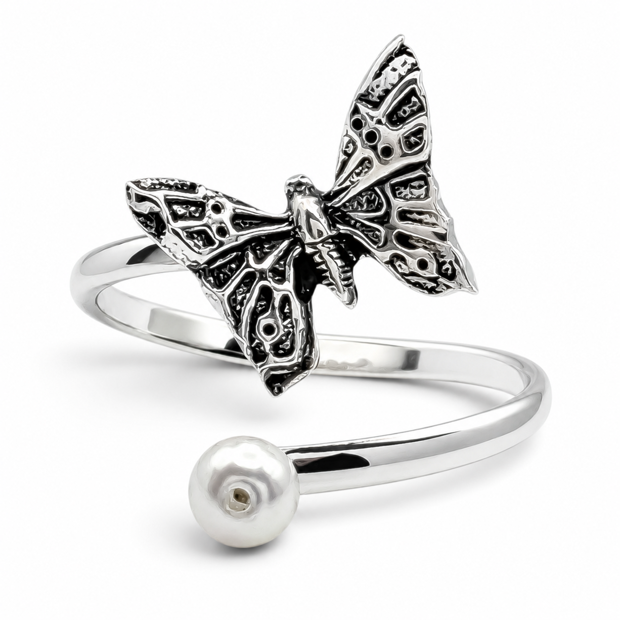 Anillo Mariposa Perlita Plata Ley 925
