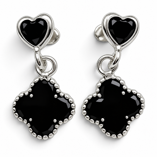 Broquel Trebol Negro Plata Ley 925