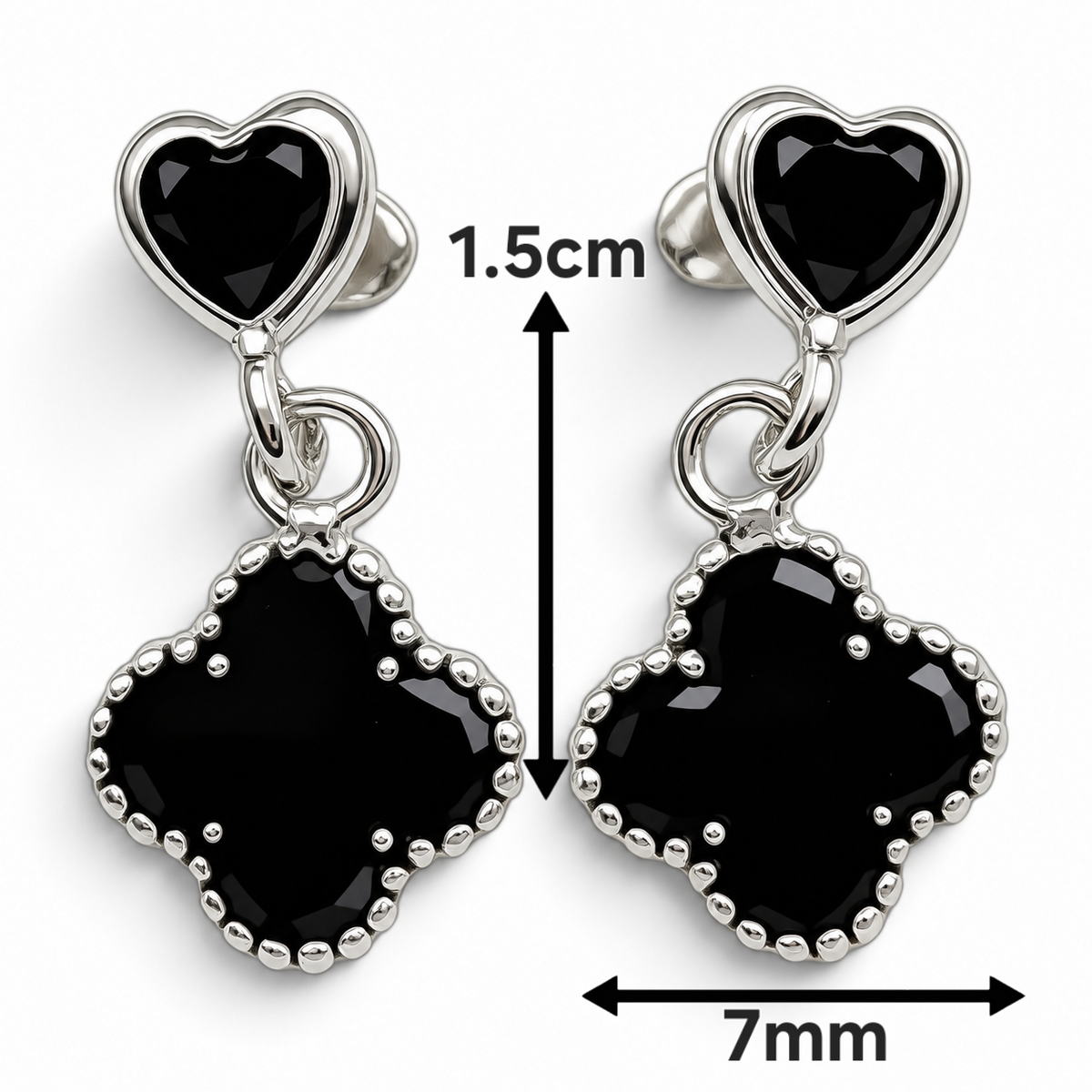 Broquel Trebol Negro Plata Ley 925