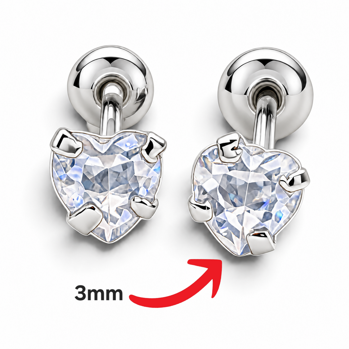 Broquel Corazon Blanco #3 Plata Ley 925