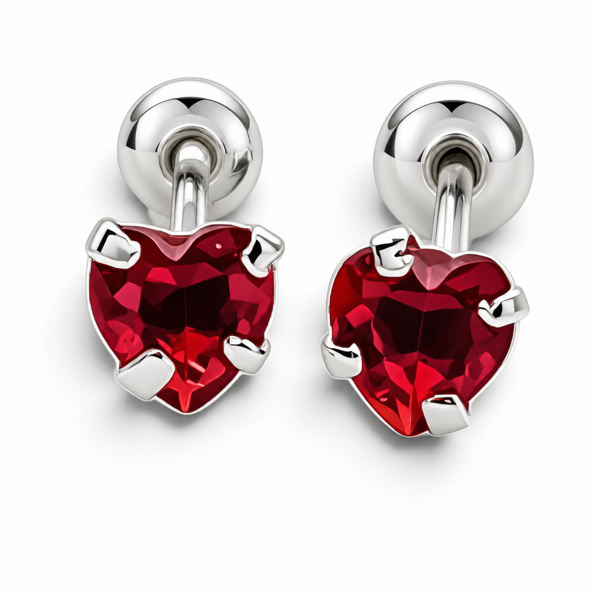 Broquel Corazon Rojo #3 Plata Ley 925