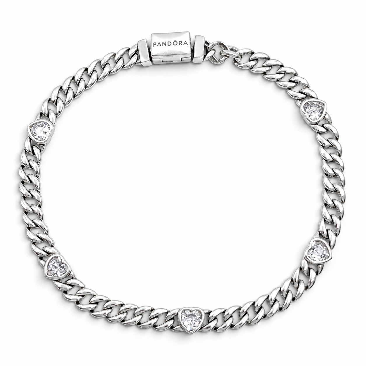 Pulso Corazones Pan 4mm Plata Ley 925
