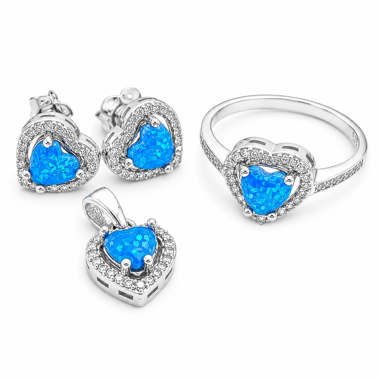 Set Opalo Corazon Azul