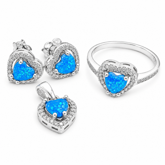 Set Opalo Corazon Azul