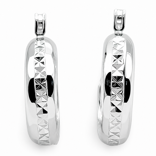 Arracada Facetada Chica Plata Ley 925