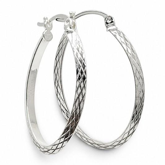 Arracada Grande Ovalo Plata Ley 925
