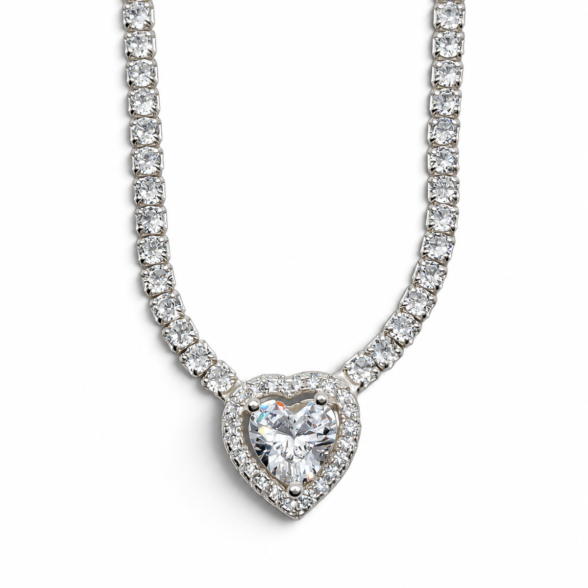 Collar Corazon Plata Ley 925