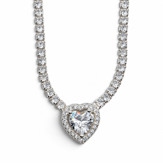 Collar Corazon Plata Ley 925