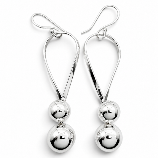 Arete 2 Bolas Plata Ley 925